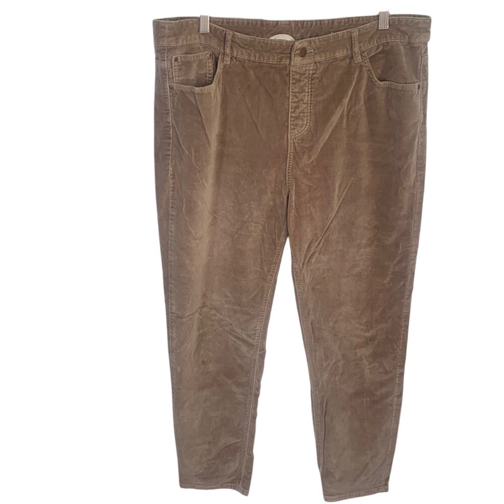 Soft Surroundings Women’s Straight Brown Corduroy Zip Mid Rise Pants W-206 Sz XL
